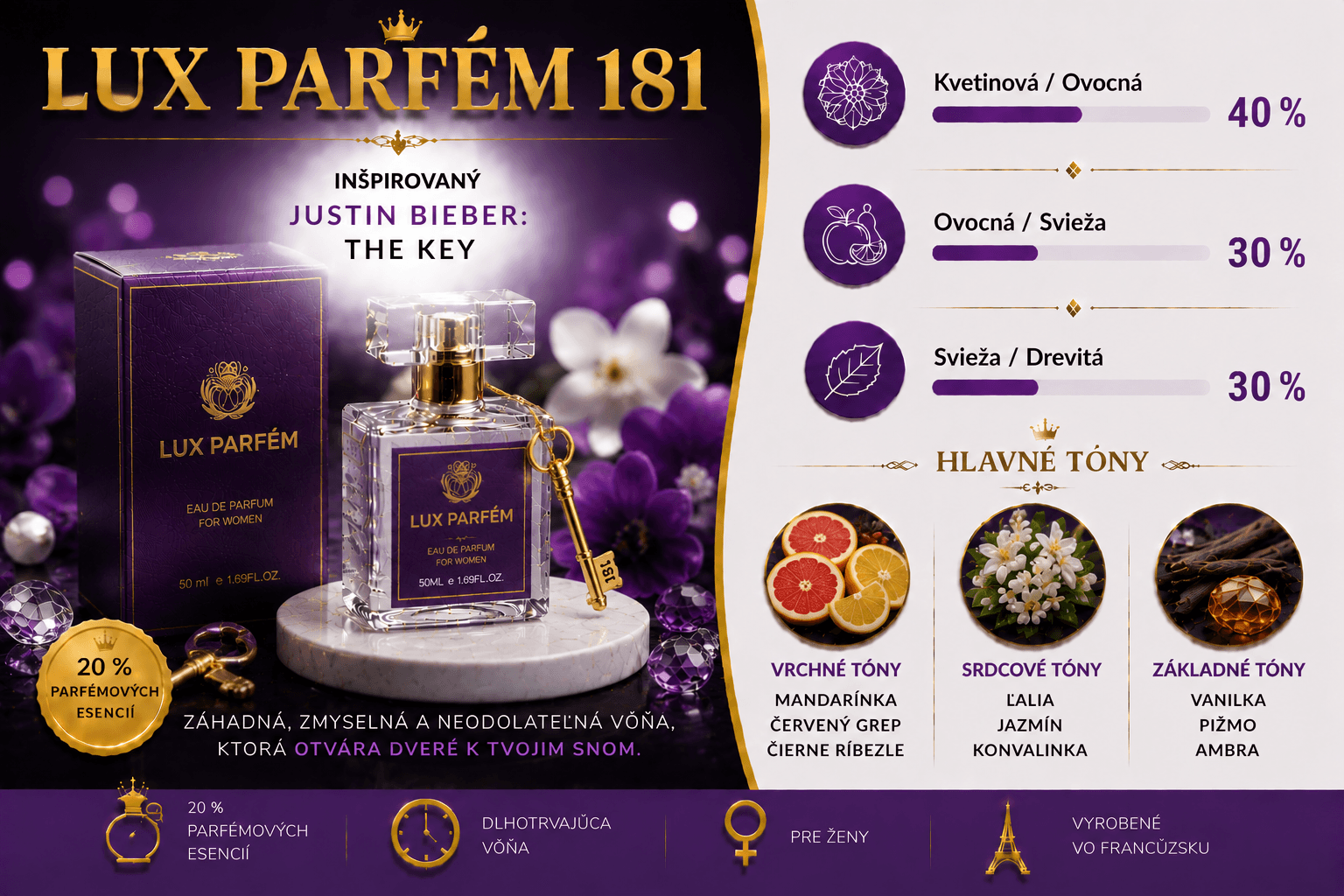 Lux Parfém 181 – Inšpirovaný Justin Bieber: The Key